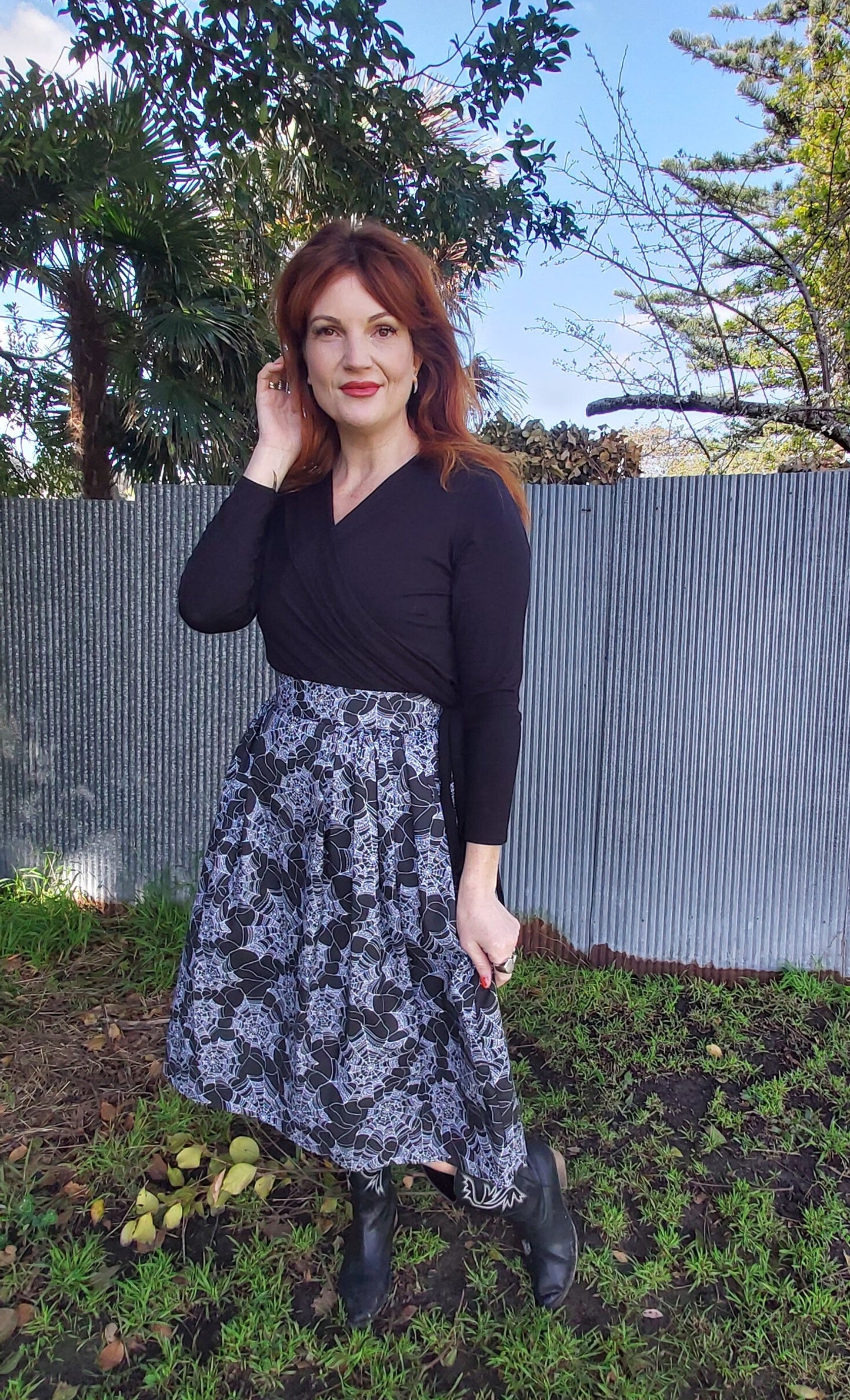 Linda McCarthy Studio Lace Spider Web Halloween Skirt