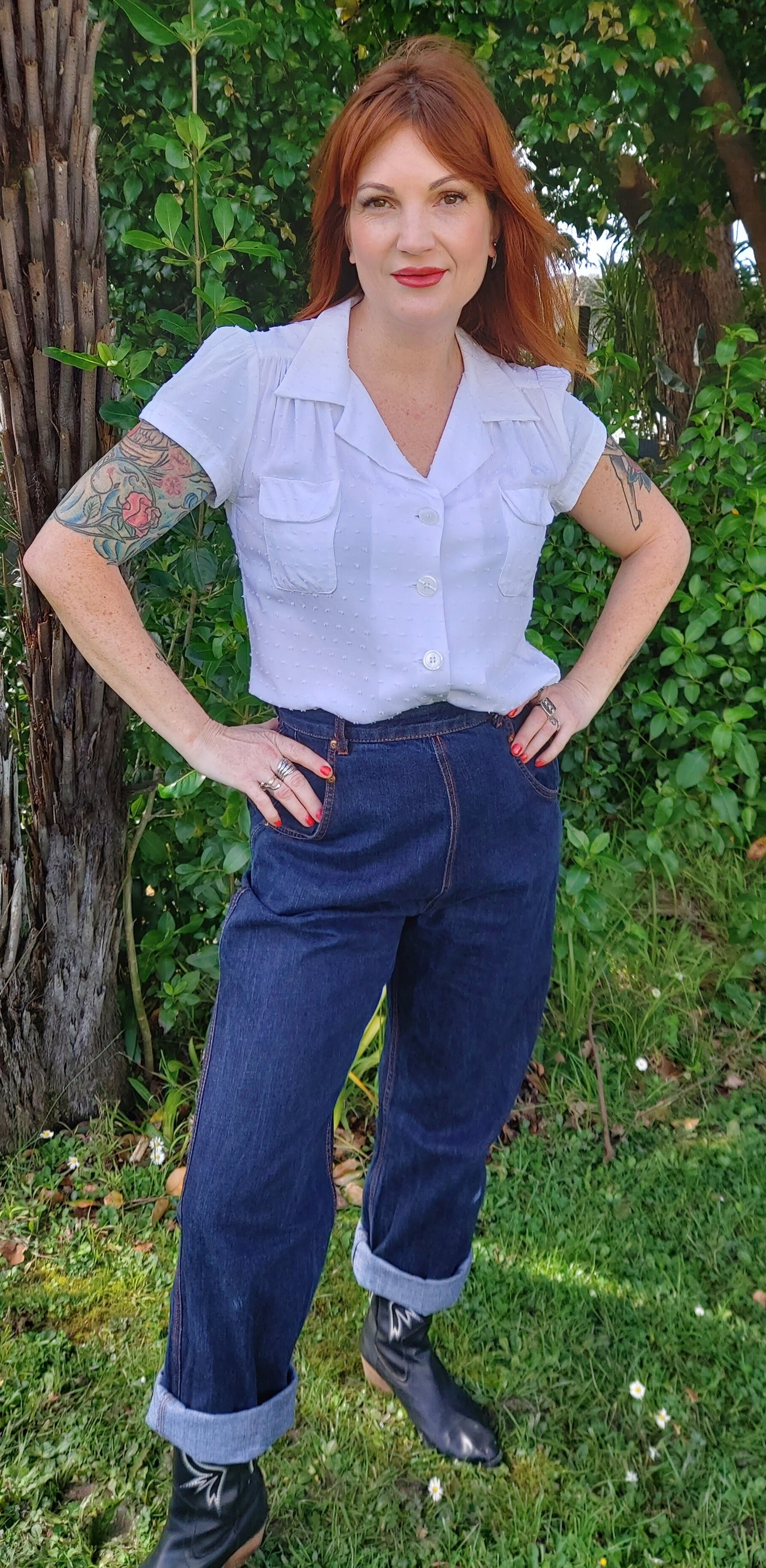 Retrospec'd Evita White Textured Blouse
