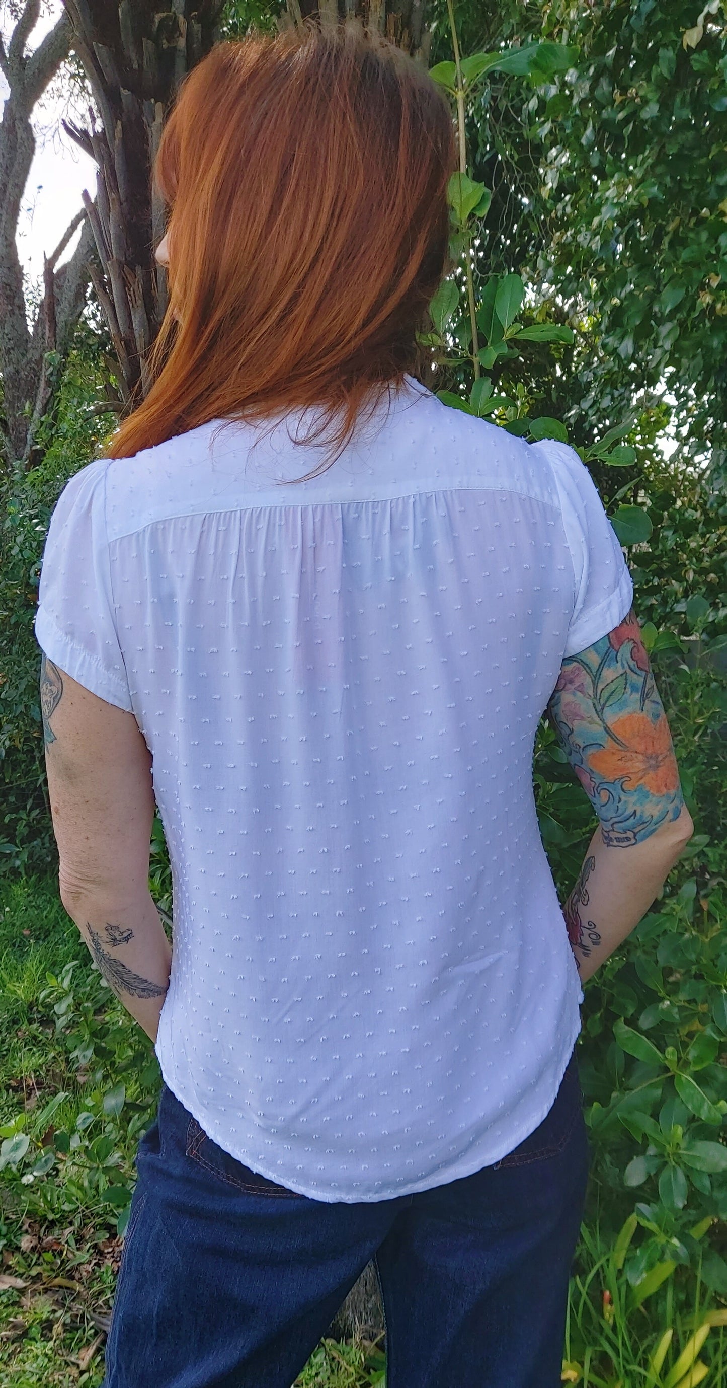 Retrospec'd Evita White Textured Blouse