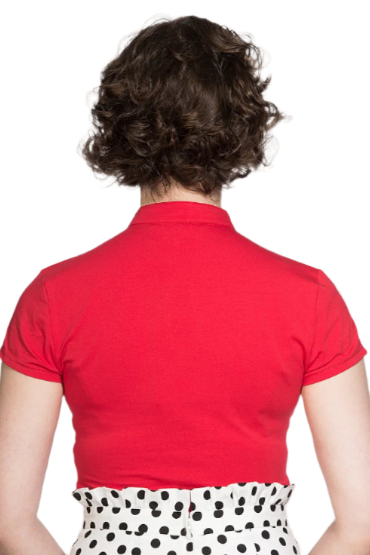 Banned Apparel Peek-a-Boo Mandarin Collar Top - Red