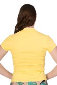 Banned Apparel Peek a Boo Mandarin Collar Top - Yellow