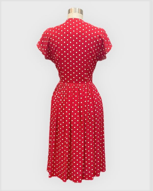 1940's Style Dress in Red with White Dots Retrospect'd