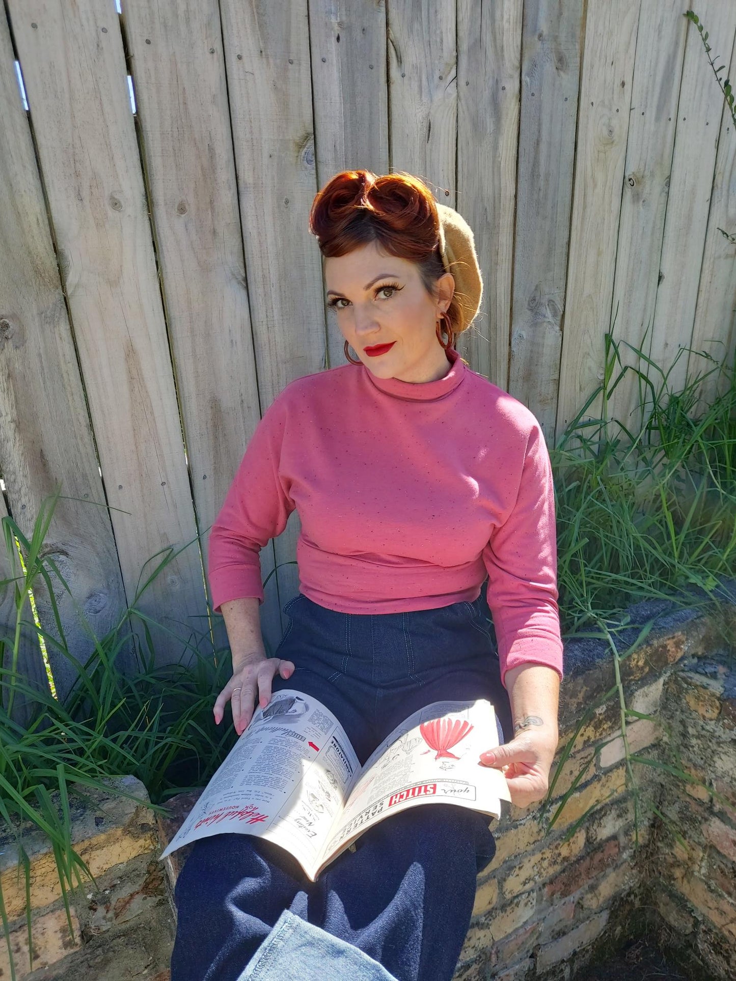 Freddie's of Pinewood 1950's Style Rose Pink Beatnik Top