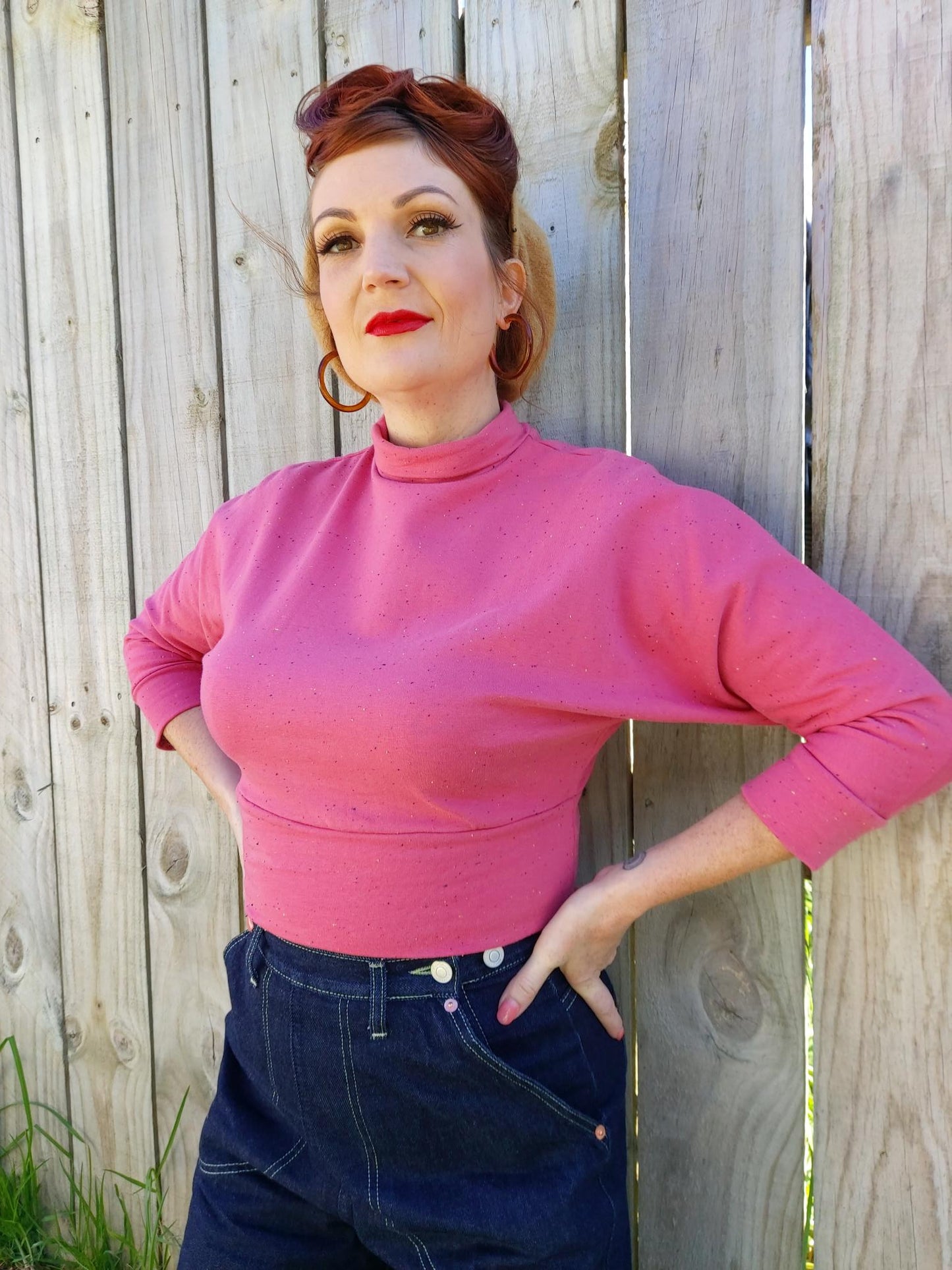Freddie's of Pinewood 1950's Style Rose Pink Beatnik Top