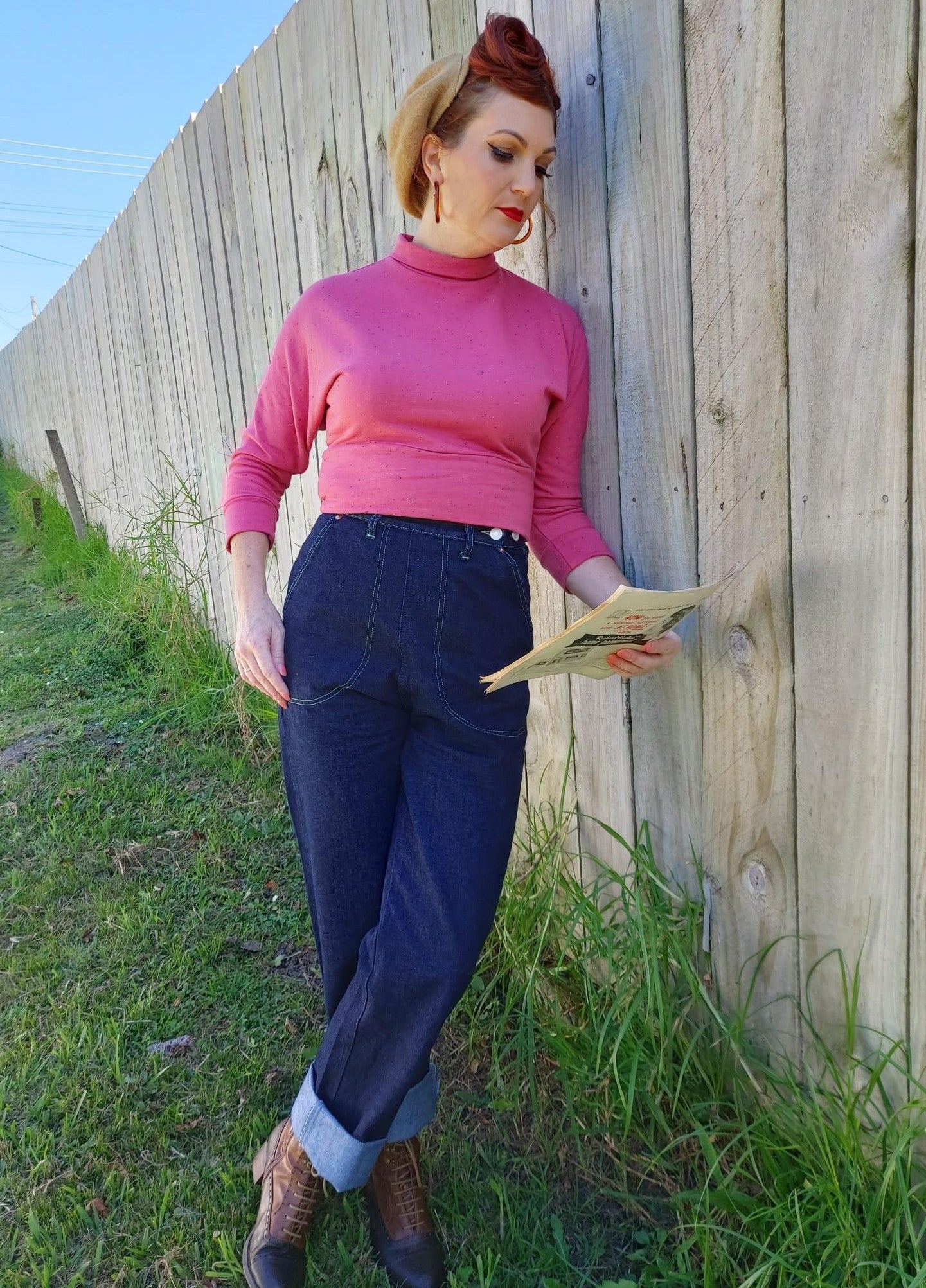 Freddie's of Pinewood 1950's Style Rose Pink Beatnik Top