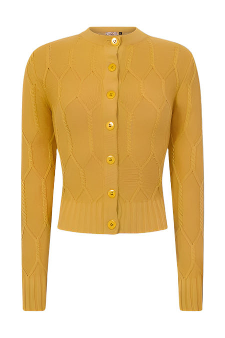 Banned Apparel Cable Knit Mustard Cardigan