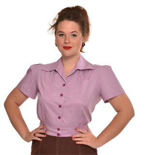 Freddie's of Pinewood 1940's Style Lilac Work Blouse