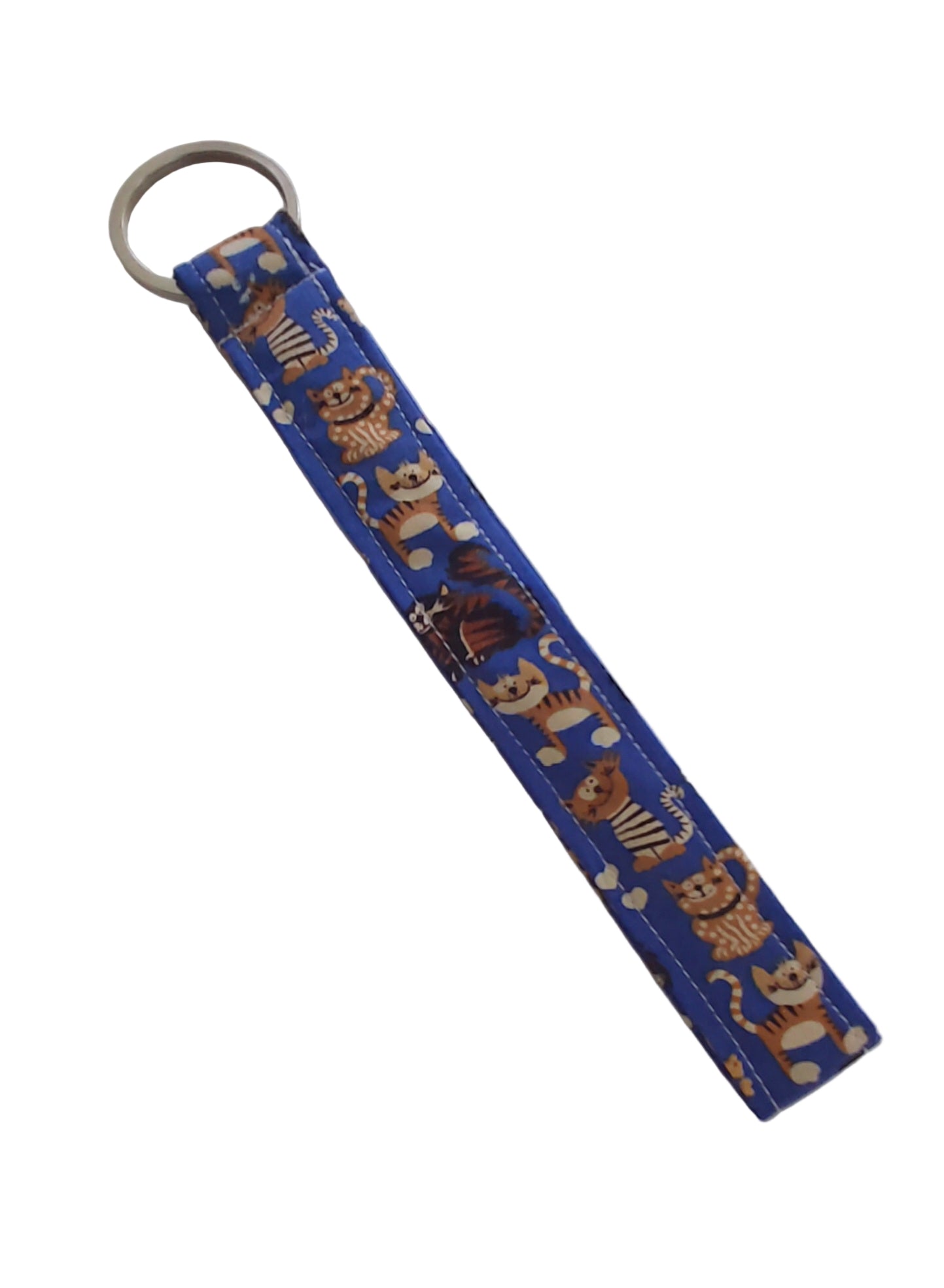 Wristlet Key Fob - Playful Kitties on Blue