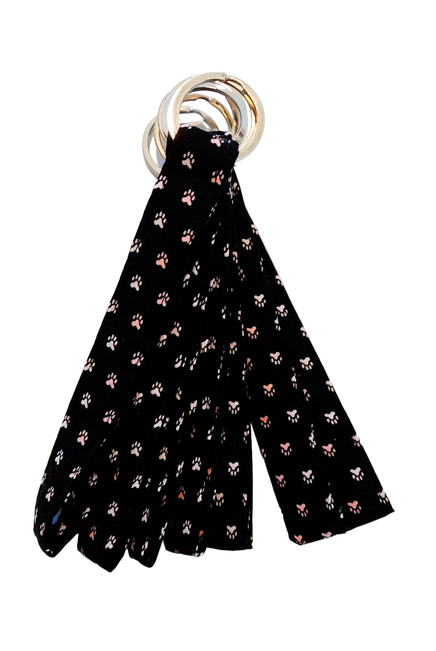 Wristlet Key Fob - Pink Kitty Paws Black Background