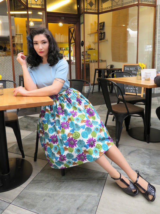 It's So You! Blue and Purple Floral  Skirt