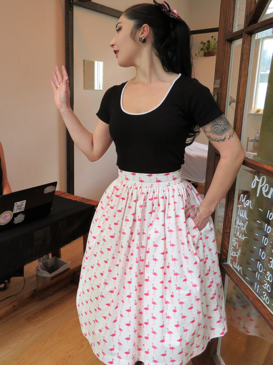 It's So You! Pink Flamingo Print Skirt