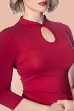 Load image into Gallery viewer, Banned Apparel Peek a Boo Mandarin Collar Top Deep Red
