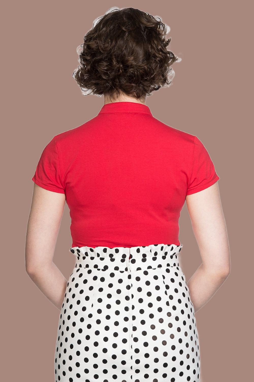 Banned Apparel Peek a Boo Mandarin Collar Top Red