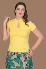 Load image into Gallery viewer, Banned Apparel Peek a Boo Mandarin Collar Top Yellow
