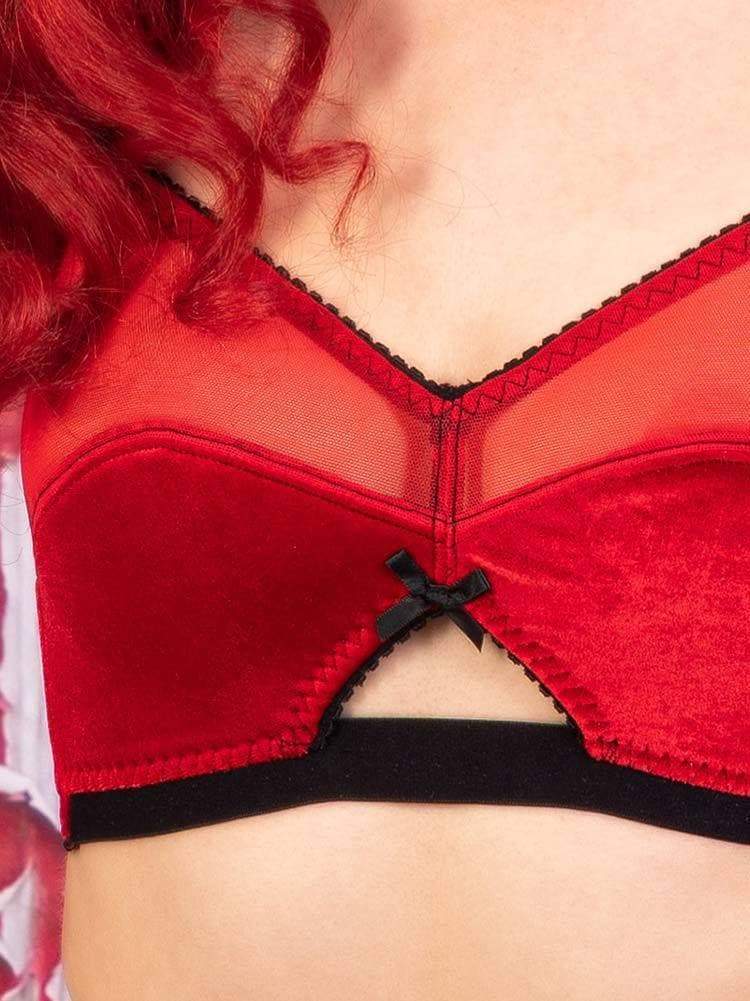 Red Stretch Velvet Bra What Katie Did