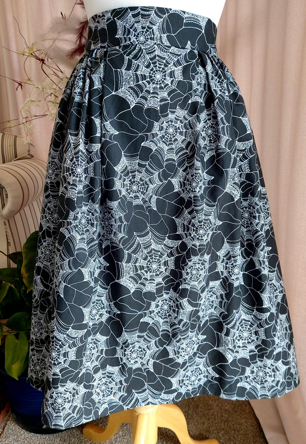 Halloween Skirt in Lace Spider Web Print