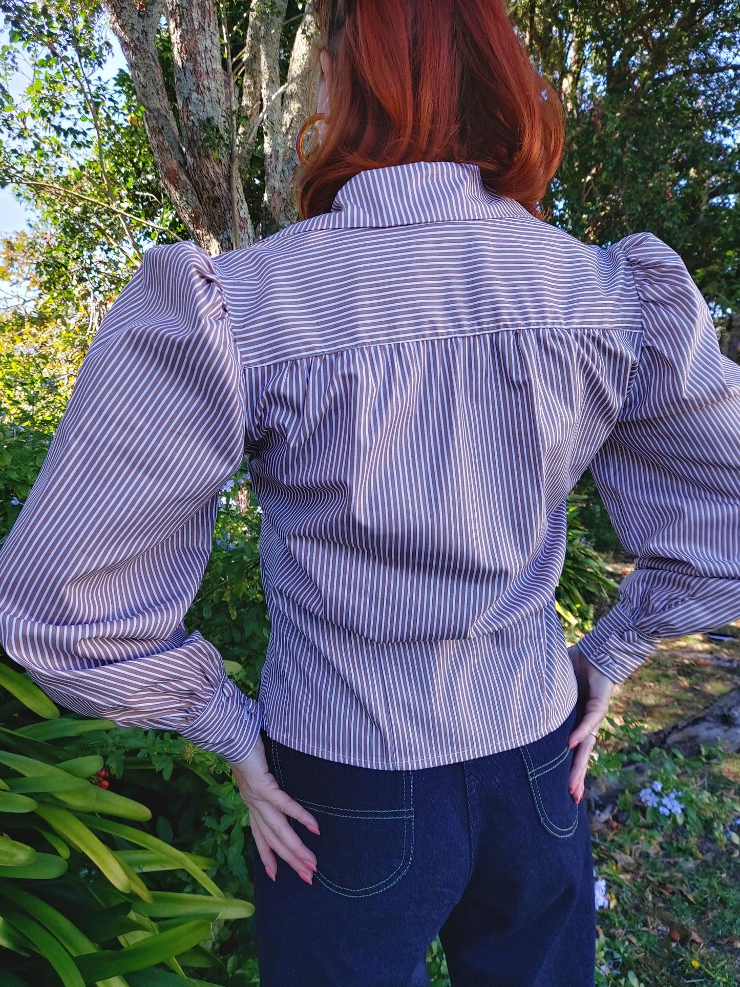 Freddie's of Pinewood 1940's Style Blouse Bisket Stripe