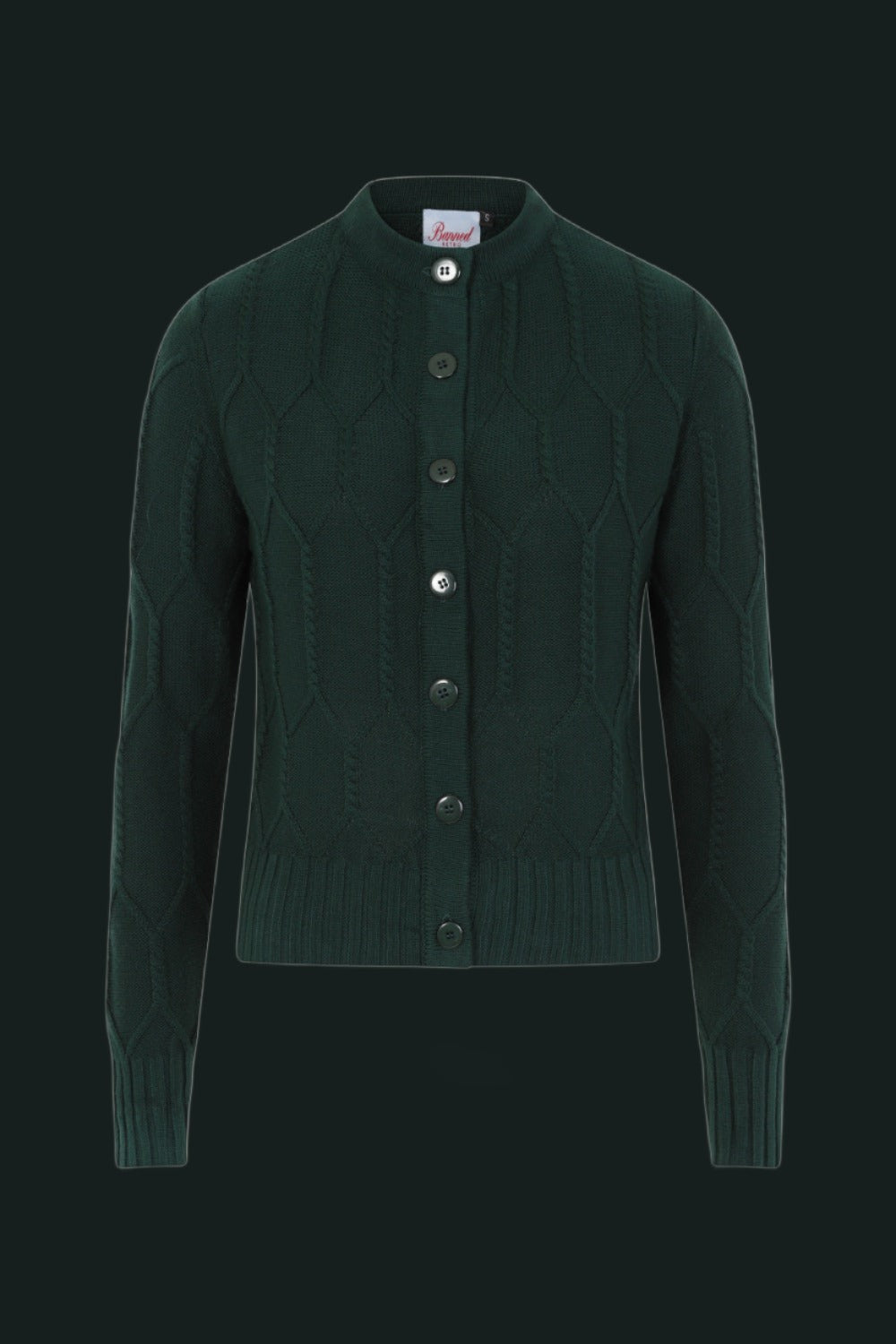 Banned Apparel Cable Knit Forest Green Cardigan