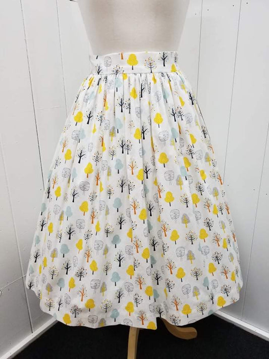 Autumn Breeze: Fall Trees Print Skirt