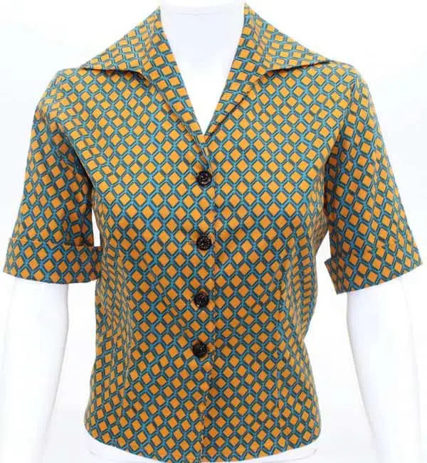 Freddie's of Pinewood 1950's Style Blouse - Diamond Print