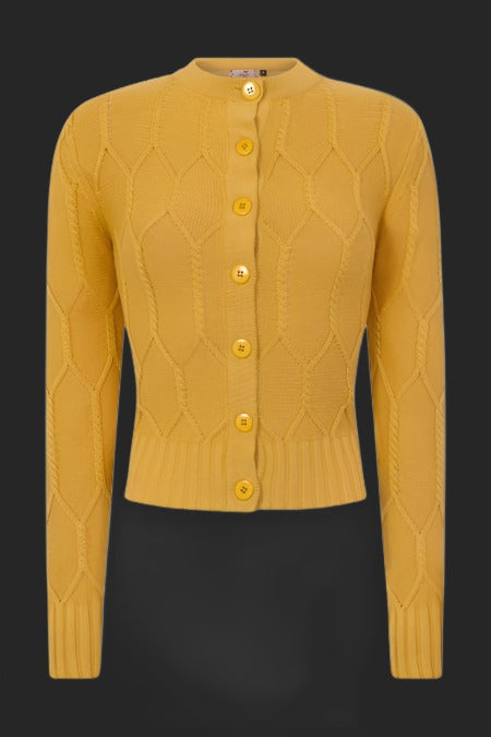 Banned Apparel Cable Knit Mustard Cardigan