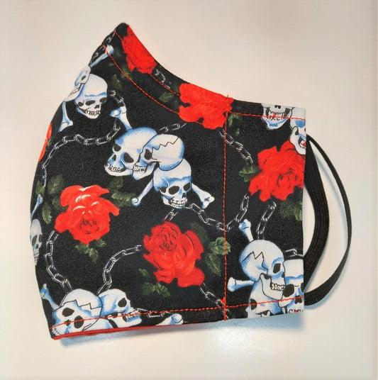 Face Mask-Happy Skull and Cross Bone Print