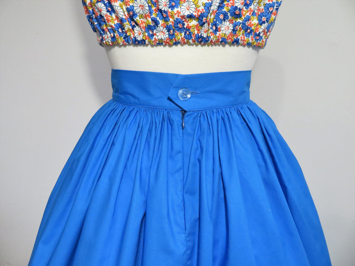 Blue 'Margie' Solid Cotton Skirt