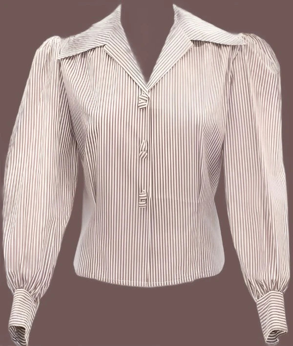 Freddie's of Pinewood 1940's Style Blouse Bisket Stripe