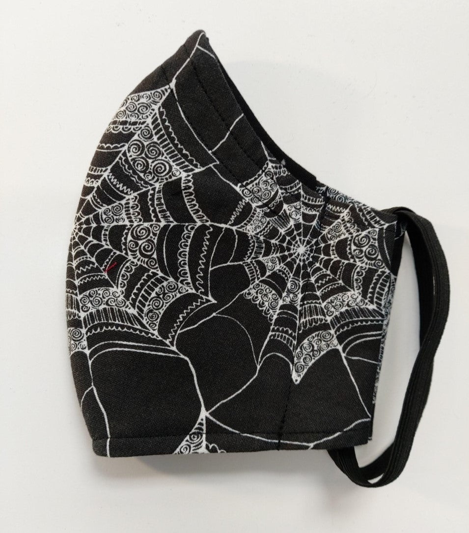 Face Mask-Black Spiderweb Lace Print