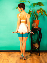Load image into Gallery viewer, Champagne Teal Seamed Stockings What Katie Did
