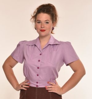 Freddie's of Pinewood 1940's Style Lilac Work Blouse