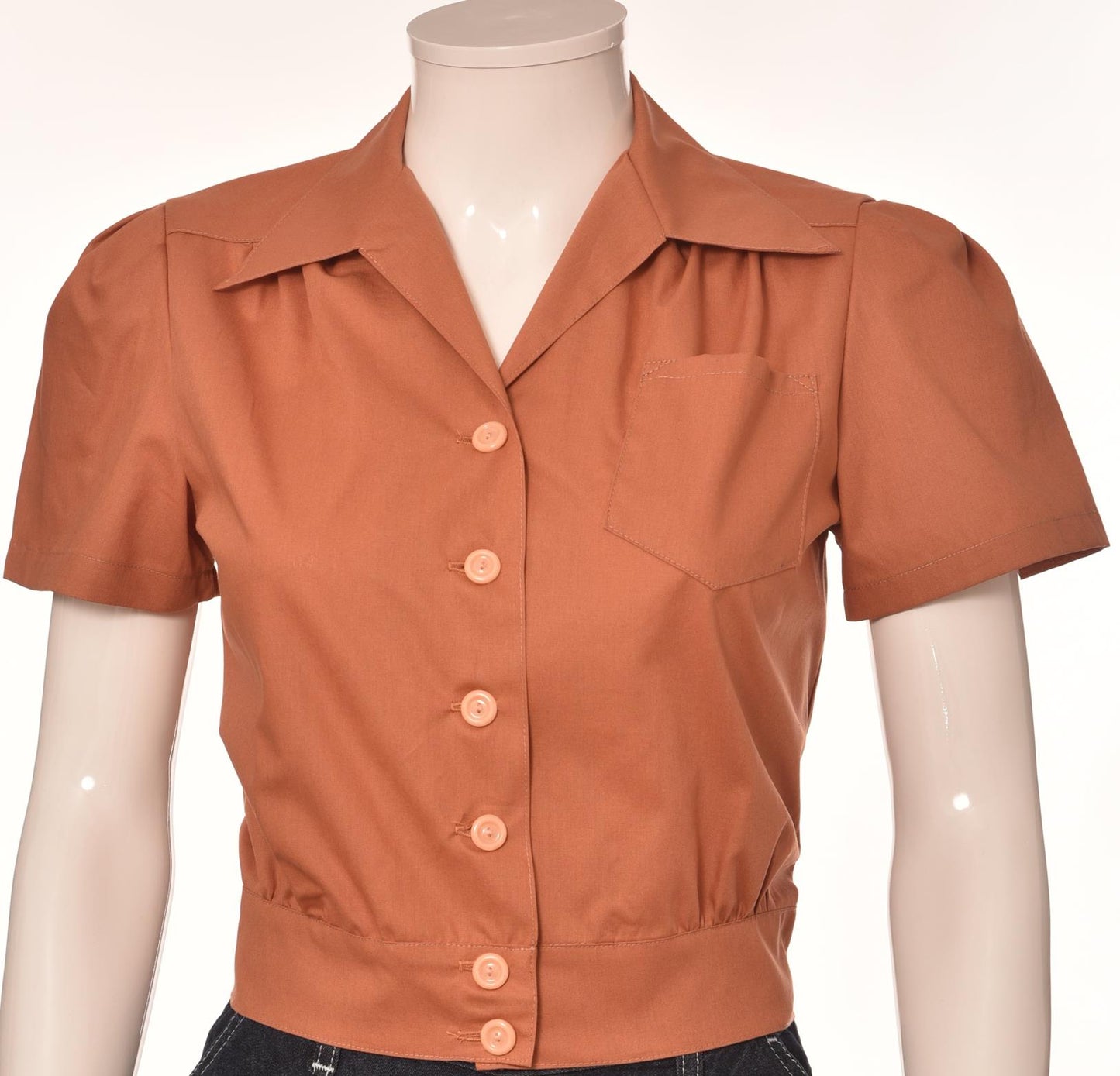 Freddie's of Pinewood 1940's Style Rust Work Blouse